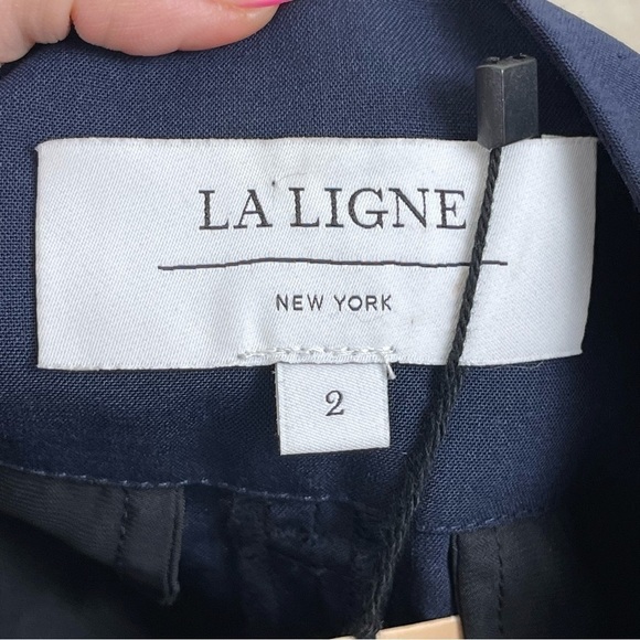 La Ligne‎ Cocktail Wool Blend Navy/Black Stripe Pant Size 2 Women - Picture 10 of 16